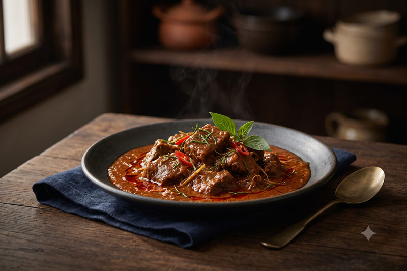 Vegan red curry with pumpkin and tofu